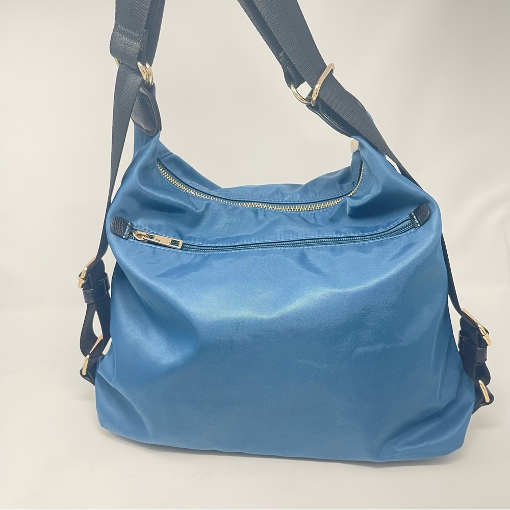Vintage Blue Convertible Backpack, Large Nylon Shoulder‎ Bag | Sondra Roberts - Picture 5 of 14